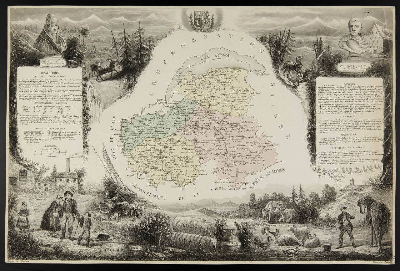 estampe Carte comprenant les départements de la Savoie et de l'Ain, les Etats Sardes et la Confédération Suisse  paysage alpin  Nicolas II  Saint Bernard 1957.175.196 Photo