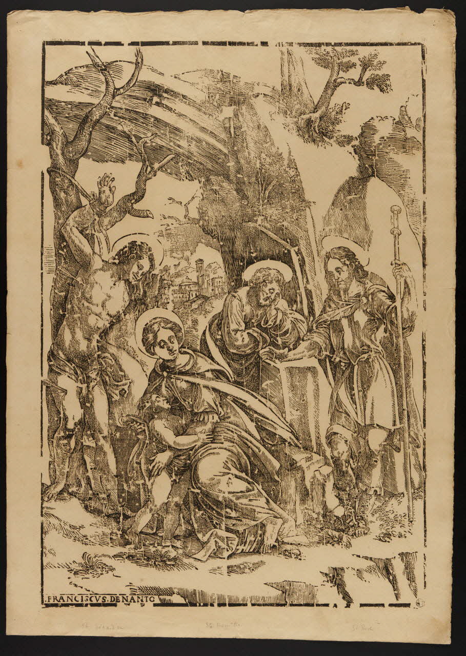 estampe Sainte famille, Saint Sébastien et Saint Roch 1957.175.394 Photo