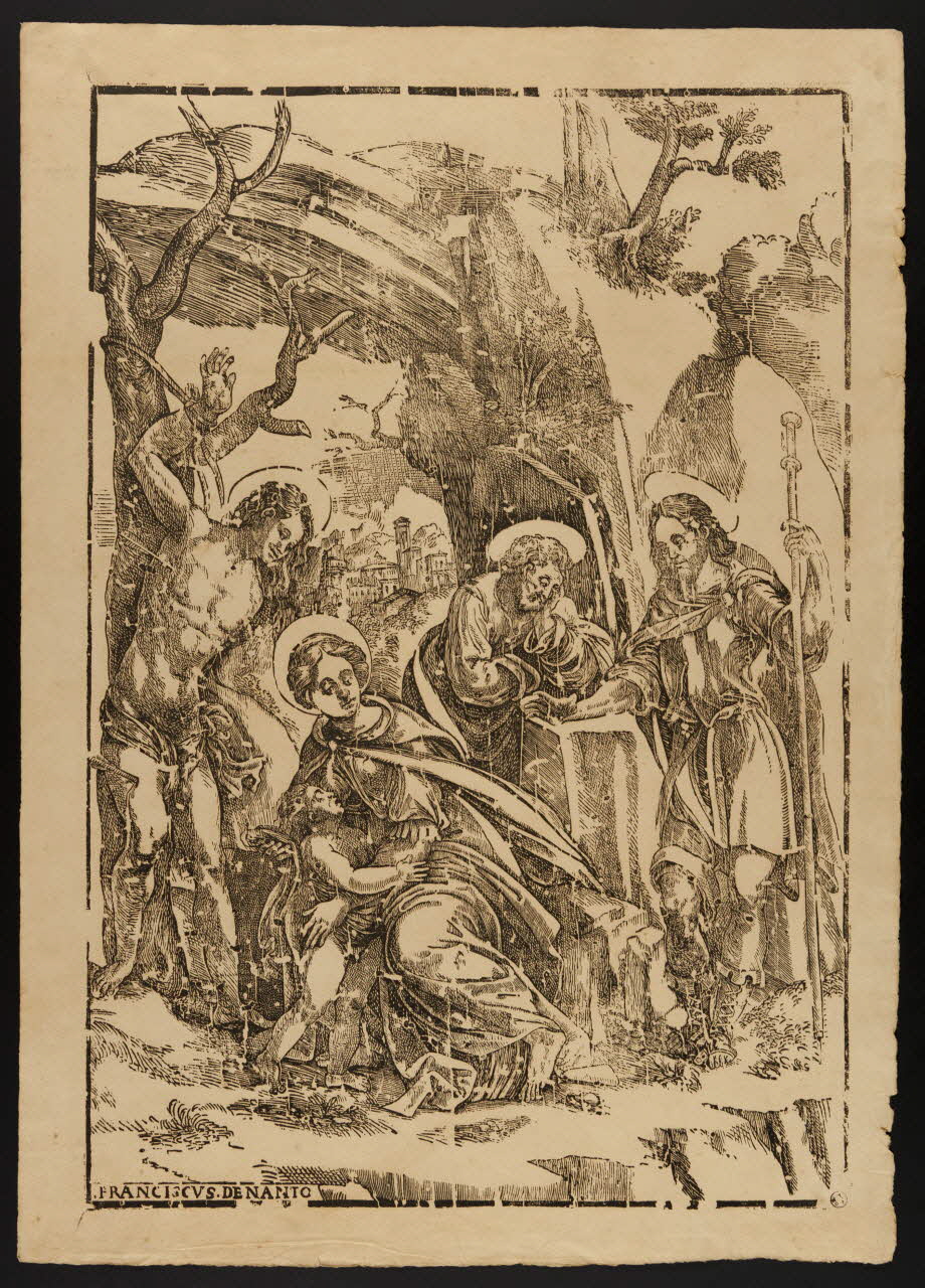 estampe Sainte famille, Saint Sébastien et Saint Roch 1957.175.396 Photo
