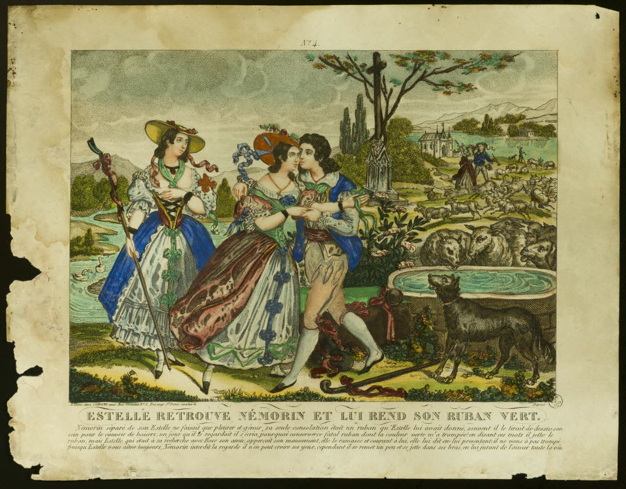 estampe ESTELLE RETROUVE NEMORIN ET LUI REND SON RUBAN VERT. 1957.176.3 Photo