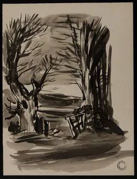 dessin Paysage à la barrière 1957.183.2  Photo
