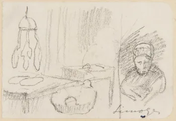 Gaëtan Dumas dessin Scène d'intérieur à Limoges Limousin 1920 1957.183.28 Photo