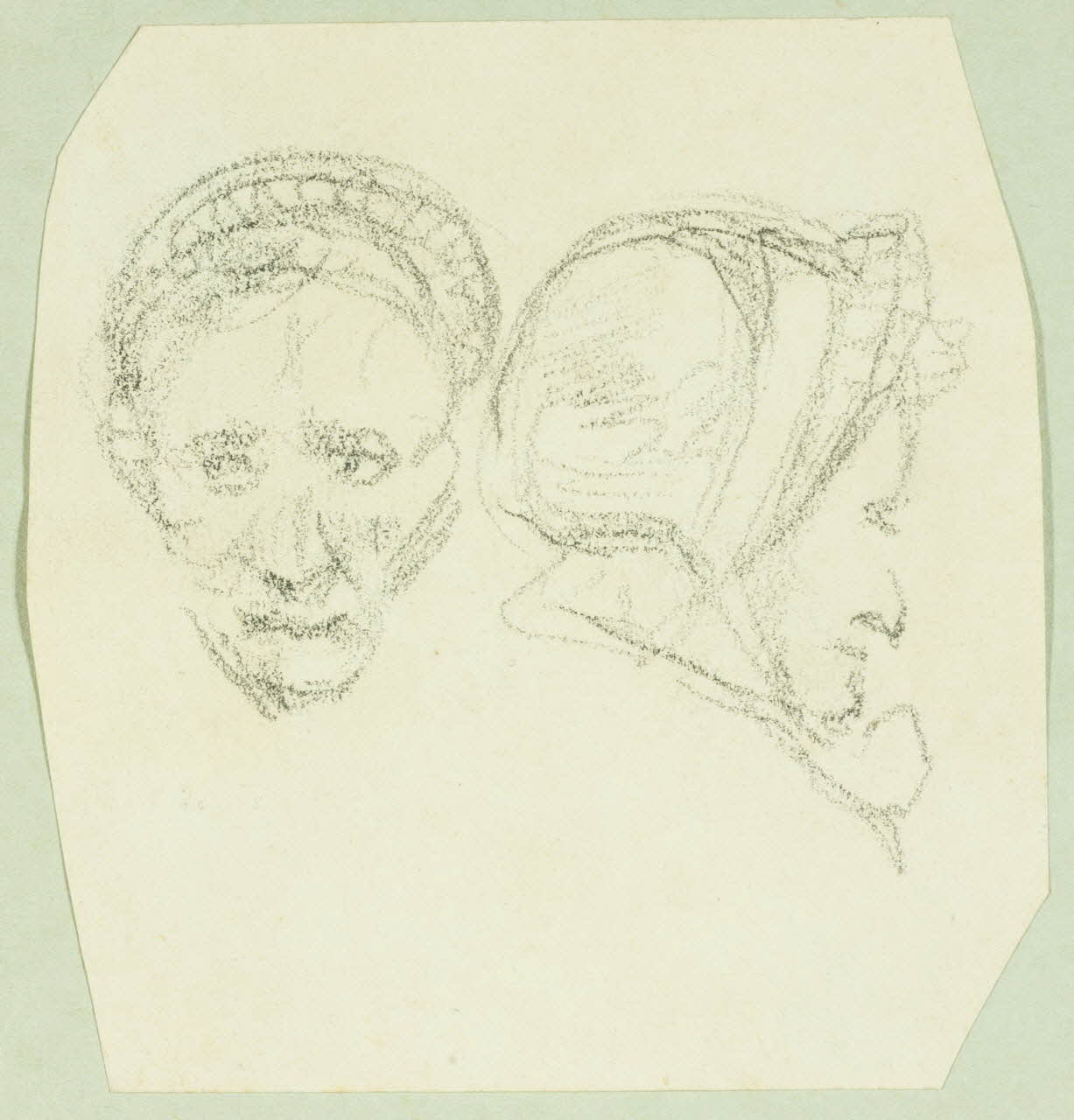 Gaëtan Dumas dessin Deux études de tête de vieille femme Limousin 1920 1957.183.40 Photo