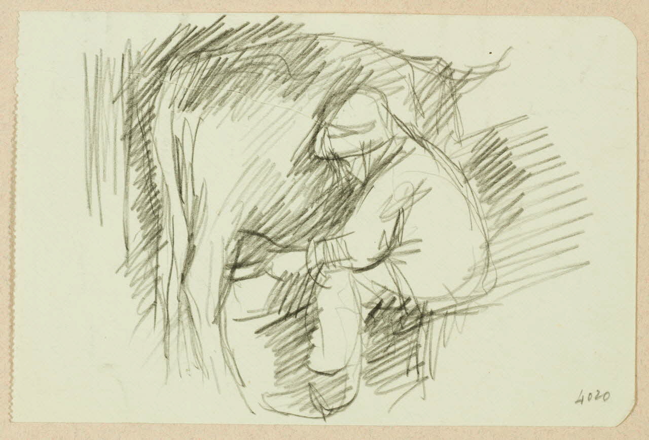Gaëtan Dumas dessin Traite d'une vache 1950 1957.183.56 Photo