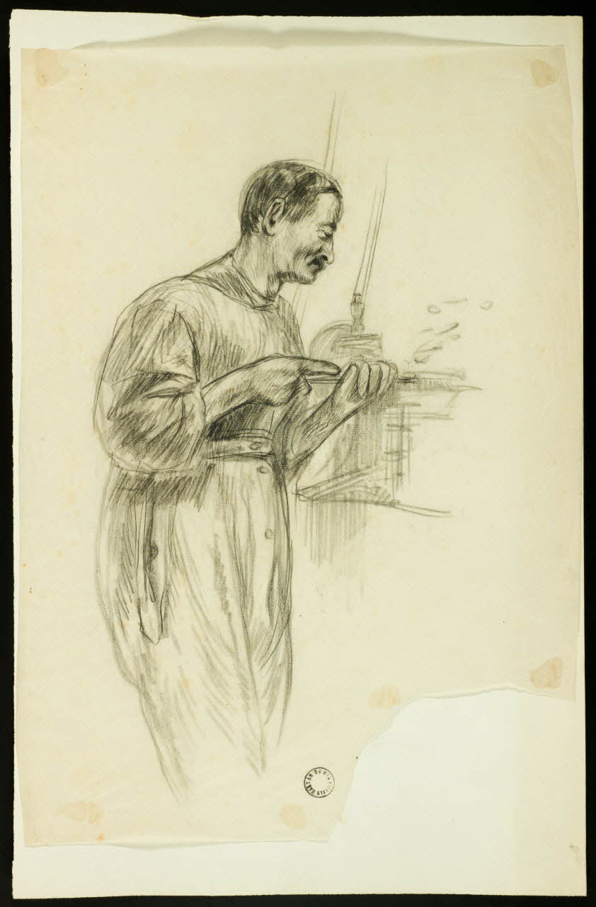 Gaëtan Dumas dessin Ouvrier travaillant 1950 1957.183.60 Photo