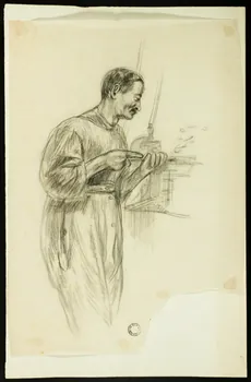 Gaëtan Dumas dessin Ouvrier travaillant 1950 1957.183.60 Photo