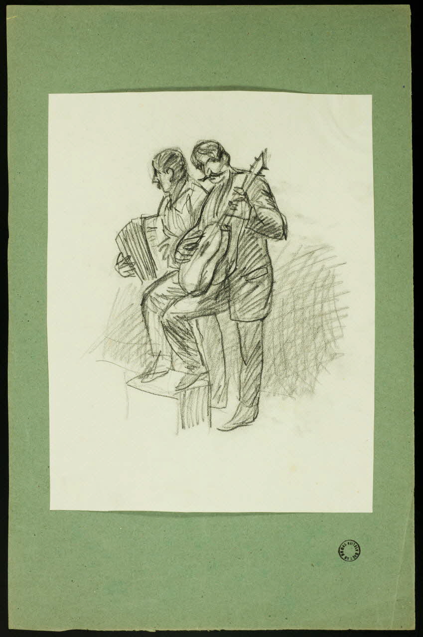 Gaëtan Dumas dessin Deux hommes musiciens 1950 1957.183.61 Photo