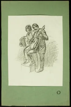 Gaëtan Dumas dessin Deux hommes musiciens 1950 1957.183.61 Photo