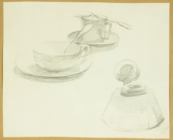 Gaëtan Dumas dessin Tasse à café, tasse à thé et encrier 1898 1957.183.9 Photo