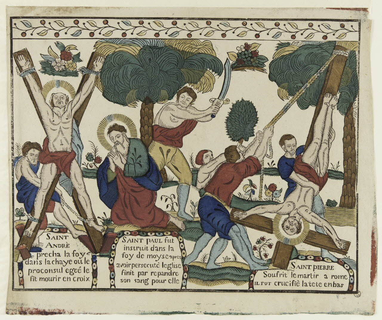 Le Blond Jean ; Guillaume Allabre ; Pierre Leloup imagerie ancienne Le jardin spirituel du martyre des apôtres Le Mans 1773-1836 1957.21.2 Photo