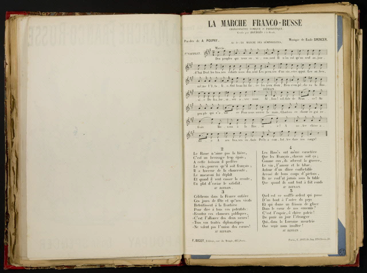 album LA MARCHE FRANCO-RUSSE  Chansonnette comique et Patriotique 1957.22.3.35 Photo