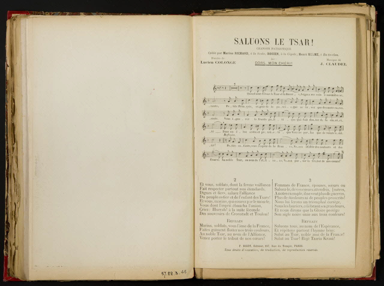 album SALUONS LE TSAR  CHANSON PATRIOTIQUE 1957.22.3.46 Photo