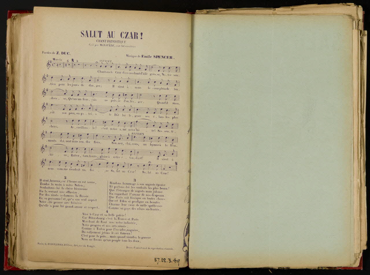 album SALUT AU CZAR  Chant Patriotique 1957.22.3.49 Photo