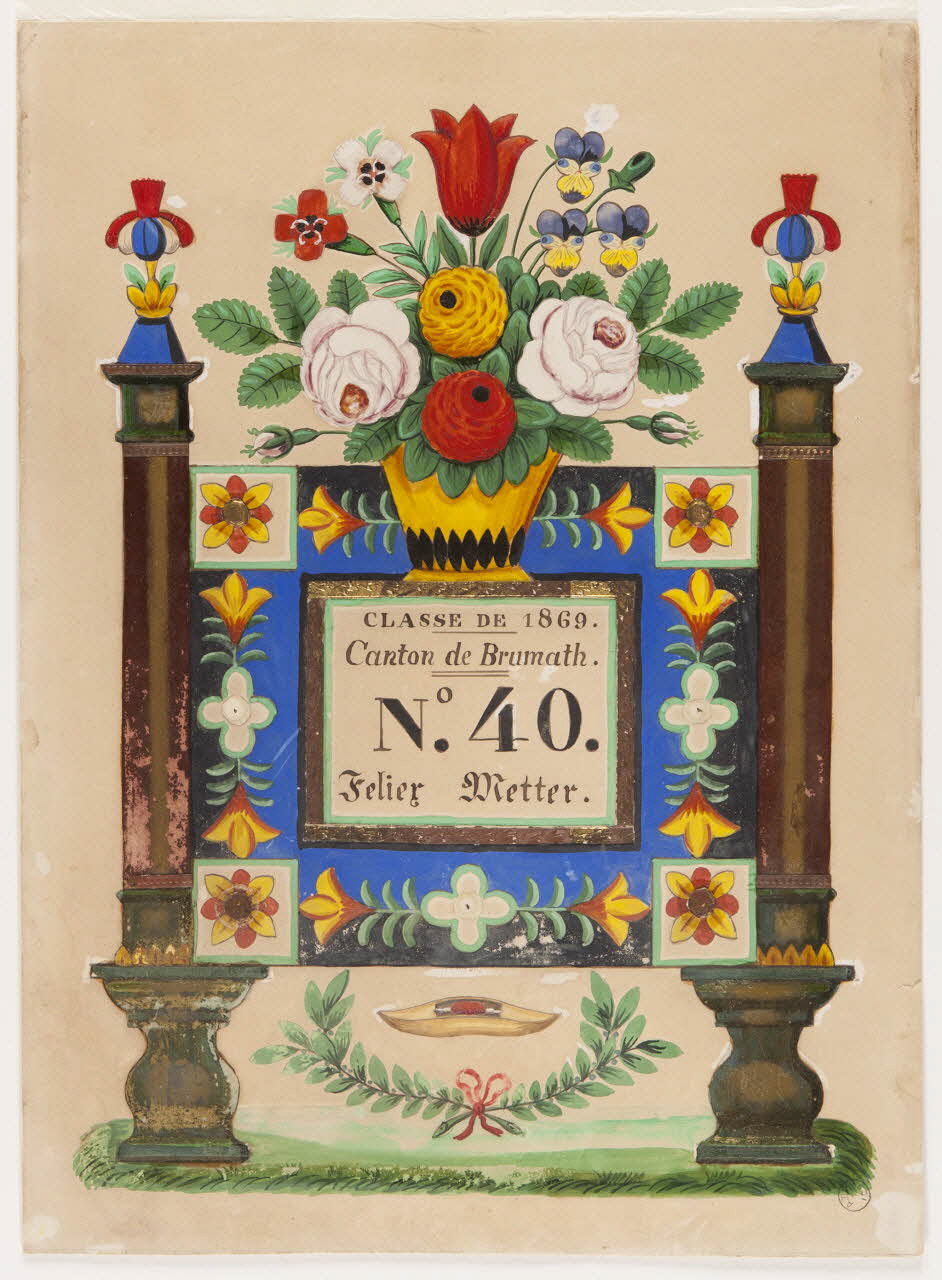 numéro de conscrit Numéro de conscrit de Brumath 1869 1957.34.3 Photo
