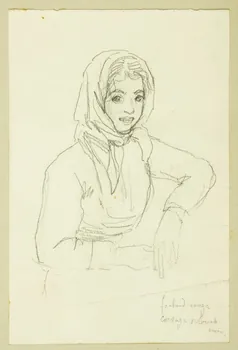 Gaëtan Dumas dessin Femme au foulard 1950 1957.74.145  Photo