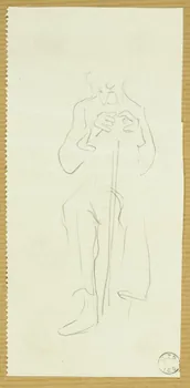 Gaëtan Dumas dessin Vieillard assis tenant une canne 1909-1911 1957.74.18 Photo