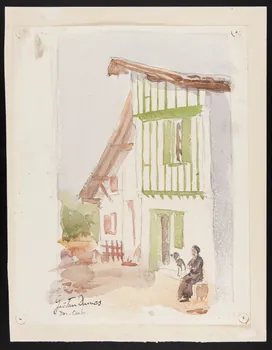 Gaëtan Dumas dessin Façade d'une maison basque à pans-de-bois 1913 1957.74.217 Photo