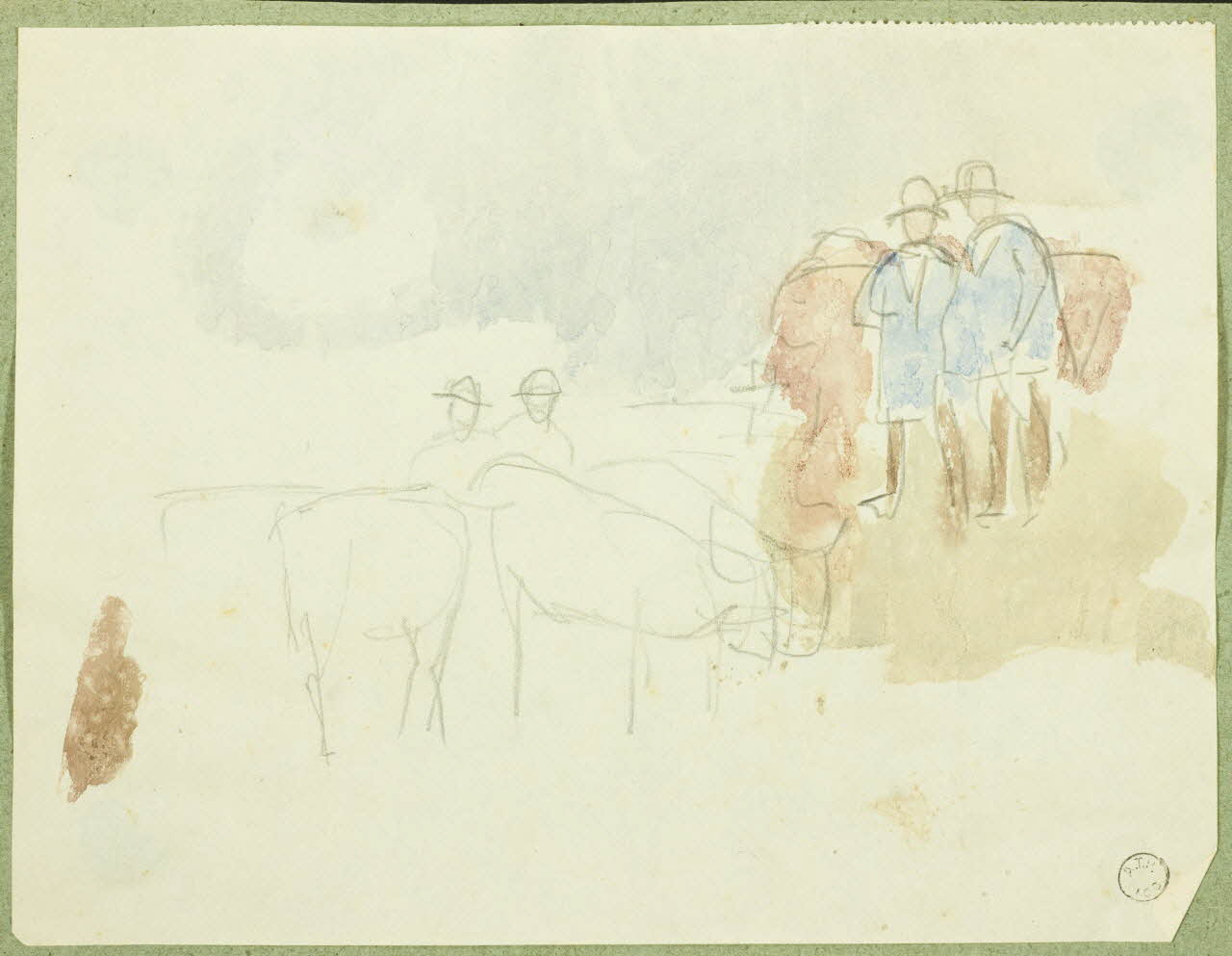 Gaëtan Dumas dessin Marché aux bestiaux à Salers Salers 1911 1957.74.23 Photo