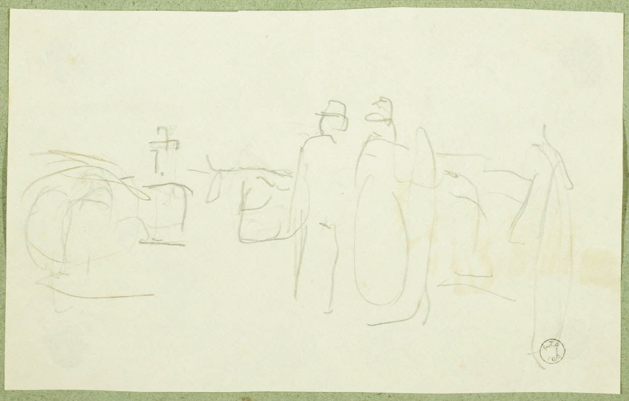 Gaëtan Dumas dessin Marché aux bestiaux à Salers Salers 1911 1957.74.26 Photo