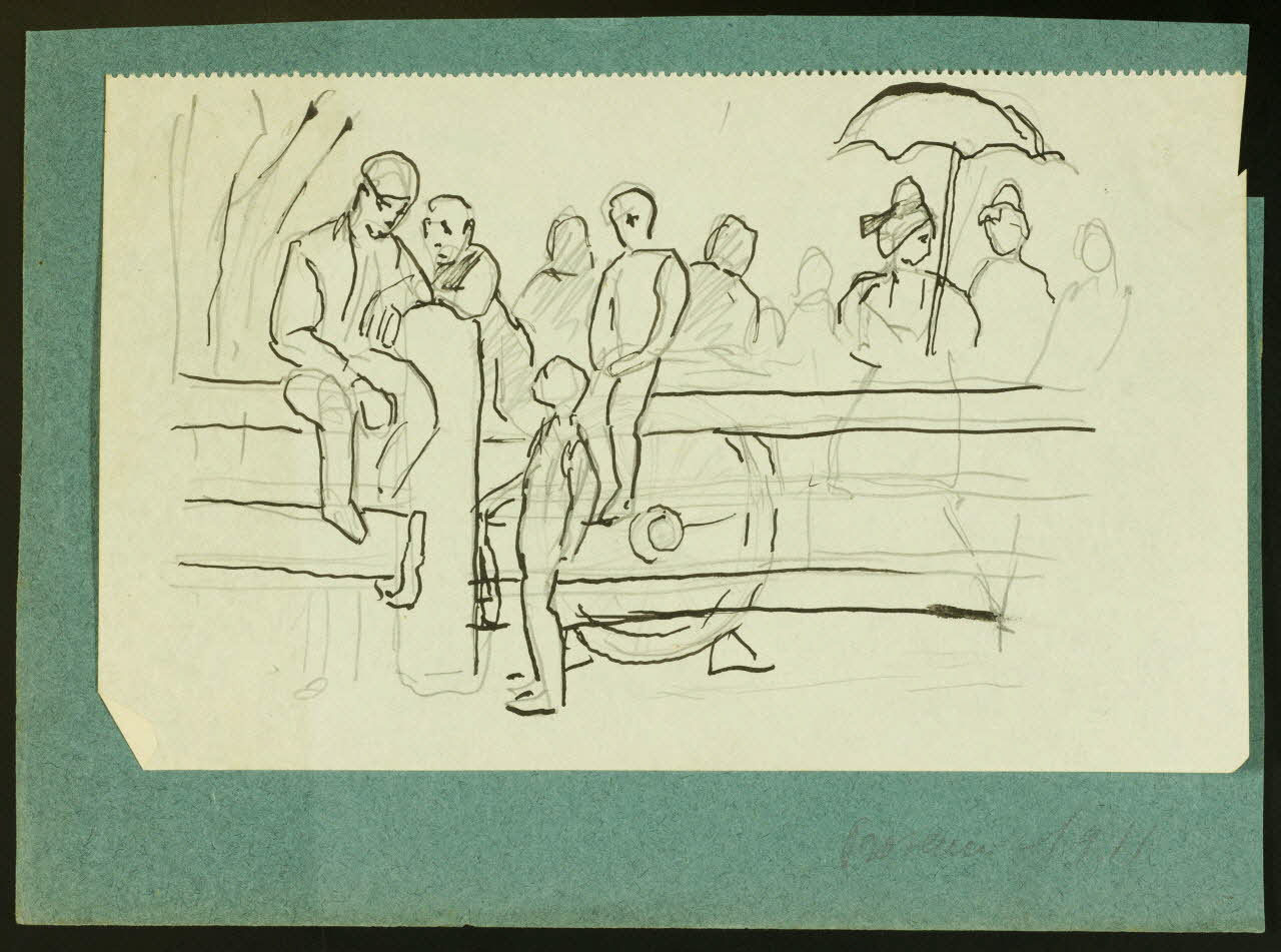 Gaëtan Dumas dessin Groupe de personnages : enfants et femmes arlésiennes Provence-Alpes-Côte d'Azur, France 1911 1957.74.263 Photo