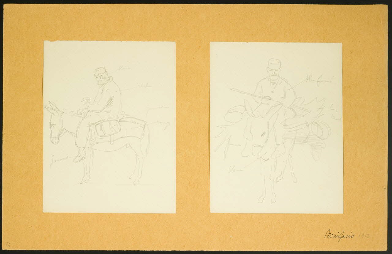Gaëtan Dumas dessin Homme monté sur un âne Bonifacio 1912 1957.74.284 Photo