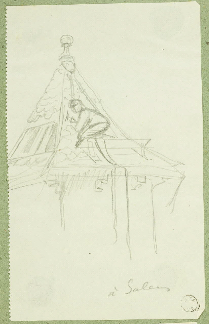 Gaëtan Dumas dessin Homme réparant un toit Salers 1911 1957.74.43 Photo