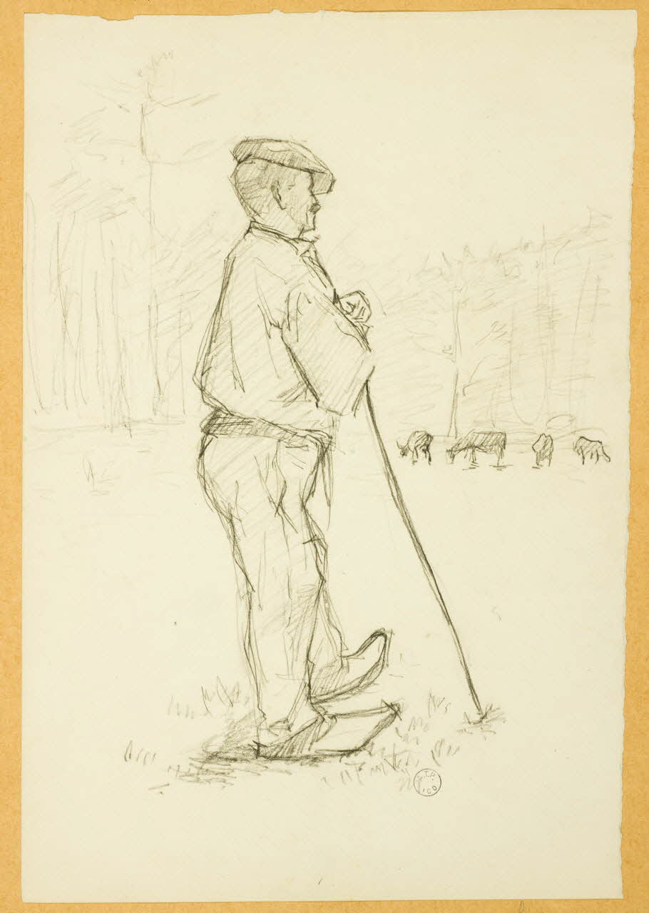 Gaëtan Dumas dessin double face Berger landais Landes 1897 1957.74.52 Photo