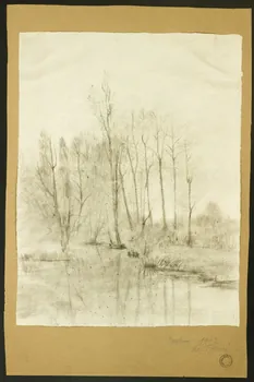 Gaëtan Dumas dessin Arbre près d'un étang Bordeaux 1902 1957.74.68  Photo