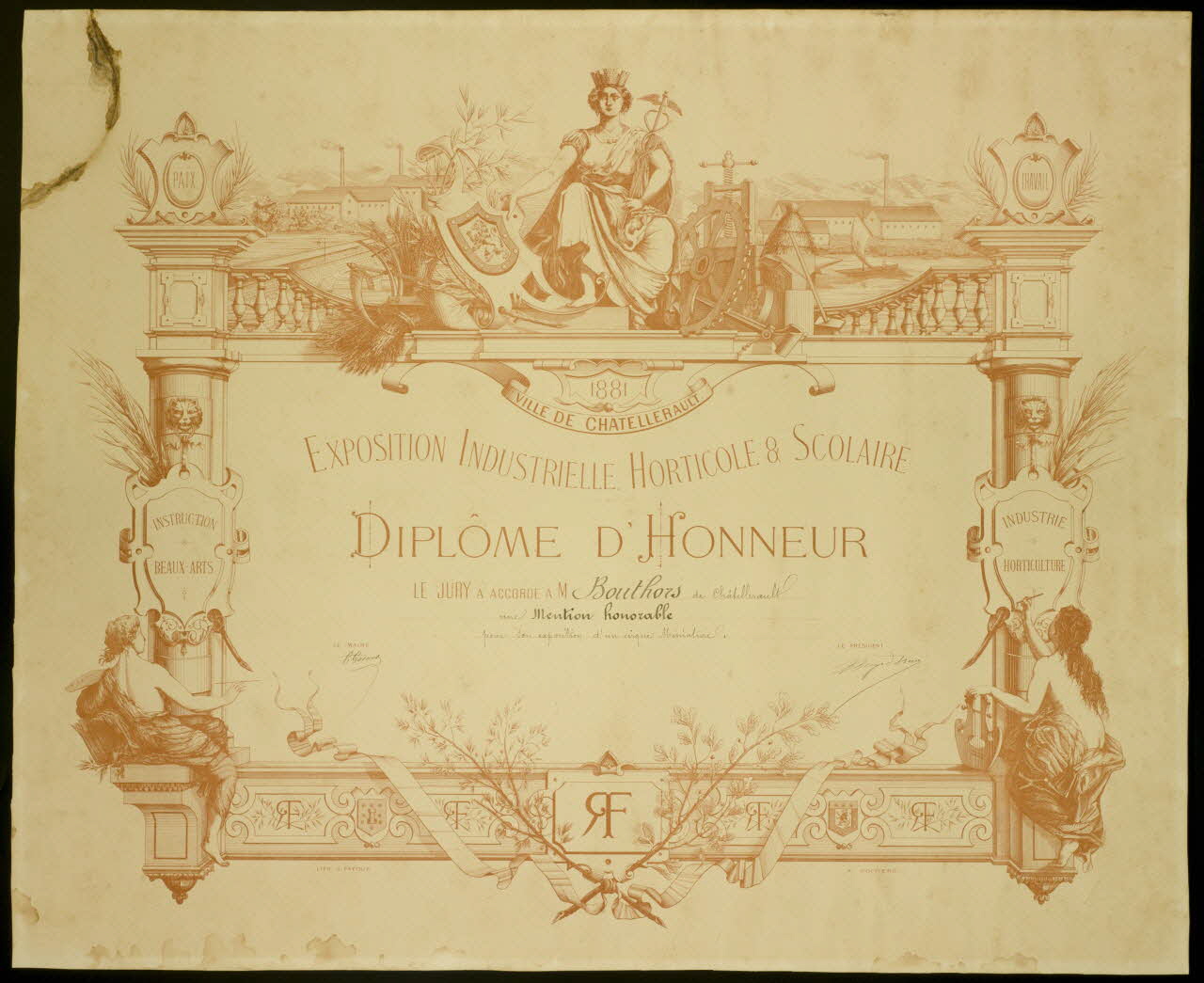 estampe EXPOSITION INDUSTRIELLE HORTICOLE & SCOLAIRE  DIPLÔME D'HONNEUR 1957.87.2 Photo