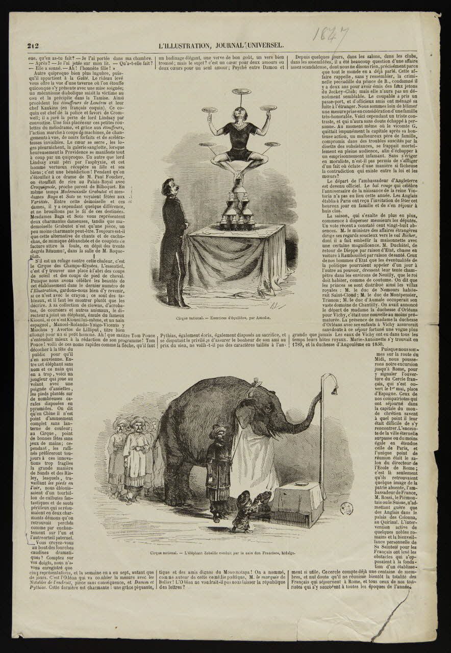 estampe L'ILLUSTRATION, JOURNAL UNIVERSEL.  Cirque national. 1957.96.7 Photo