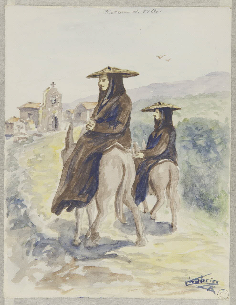 Chabrier L.R. dessin Retour de ville, femmes d'Alata 1958 1958.111.10 Photo