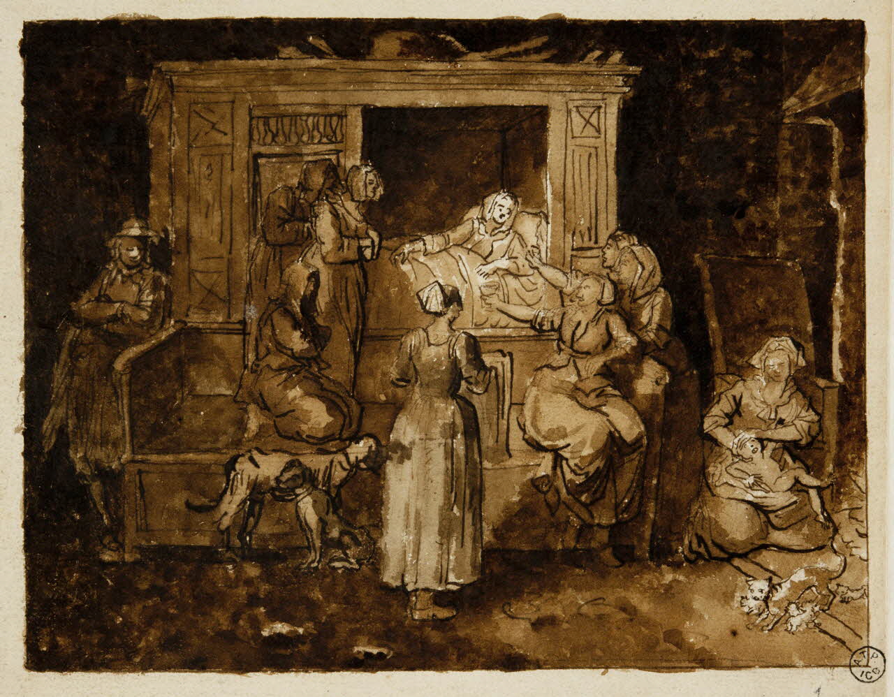 Olivier PERRIN partie d'un ensemble de dessins Le nouveau-né Bretagne, France 1805-1808 1958.37.1.1 Photo