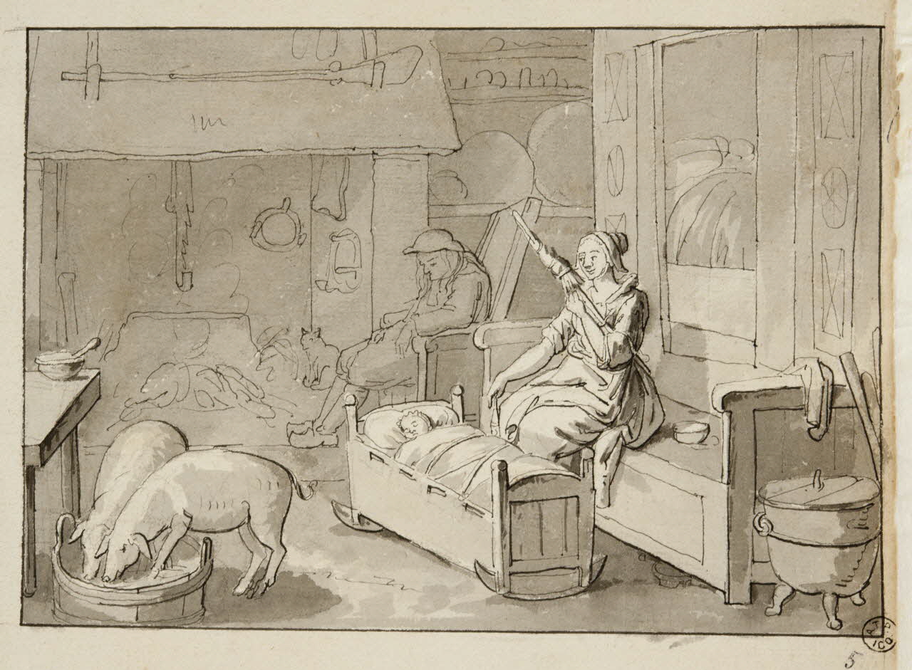 Olivier PERRIN partie d'un ensemble de dessins Le berceau Bretagne, France 1805-1808 1958.37.1.5 Photo