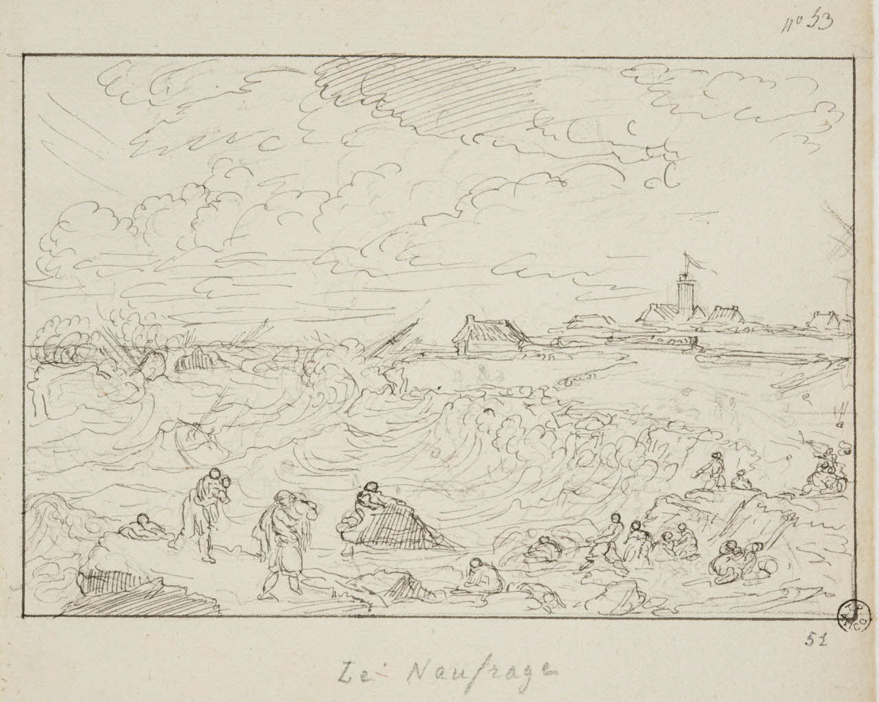 Olivier PERRIN partie d'un ensemble de dessins Le Naufrage Bretagne, France 1805-1815 1958.37.1.51 Photo