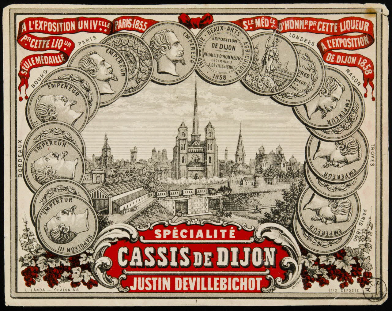 estampe SPECIALITE  CASSIS DE DIJON  JUSTIN DEVILLEBICHOT 1958.44.138 Photo