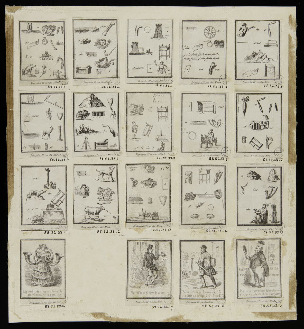 estampe Rébus et figures 1958.52.38.1/21 Photo