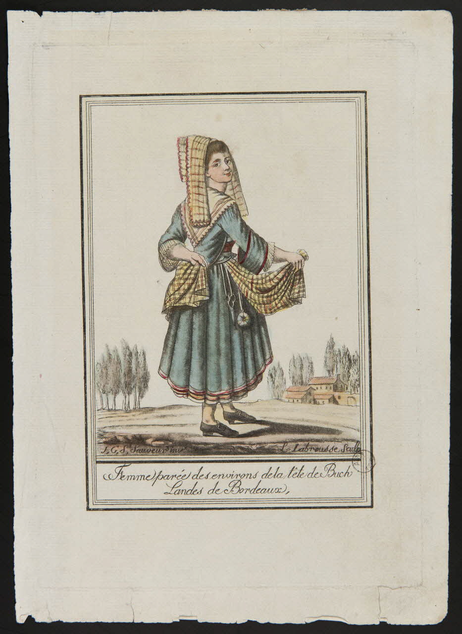 estampe Femme parée des environs de la tête de Buch  Landes de Bordeaux. 1958.66.3 Photo