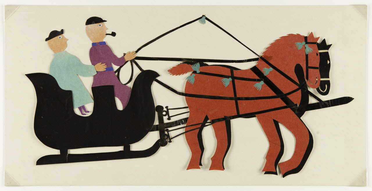 dessin Chevaux tirant un traîneau 1958.9.58 Photo