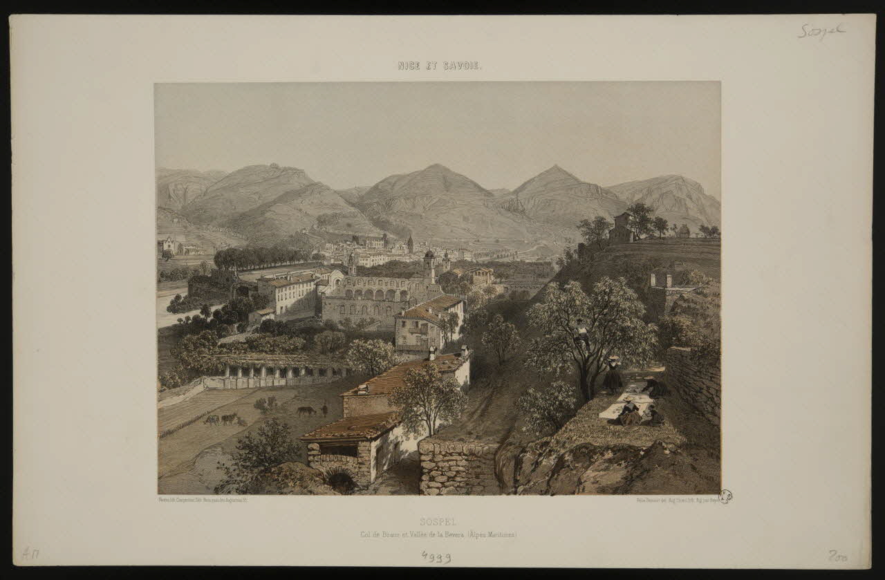 estampe NICE ET SAVOIE.  SOSPEL.  Col de Braus et Vallée de la Bevera. (Alpes-Maritimes.) 1959.114.11 Photo