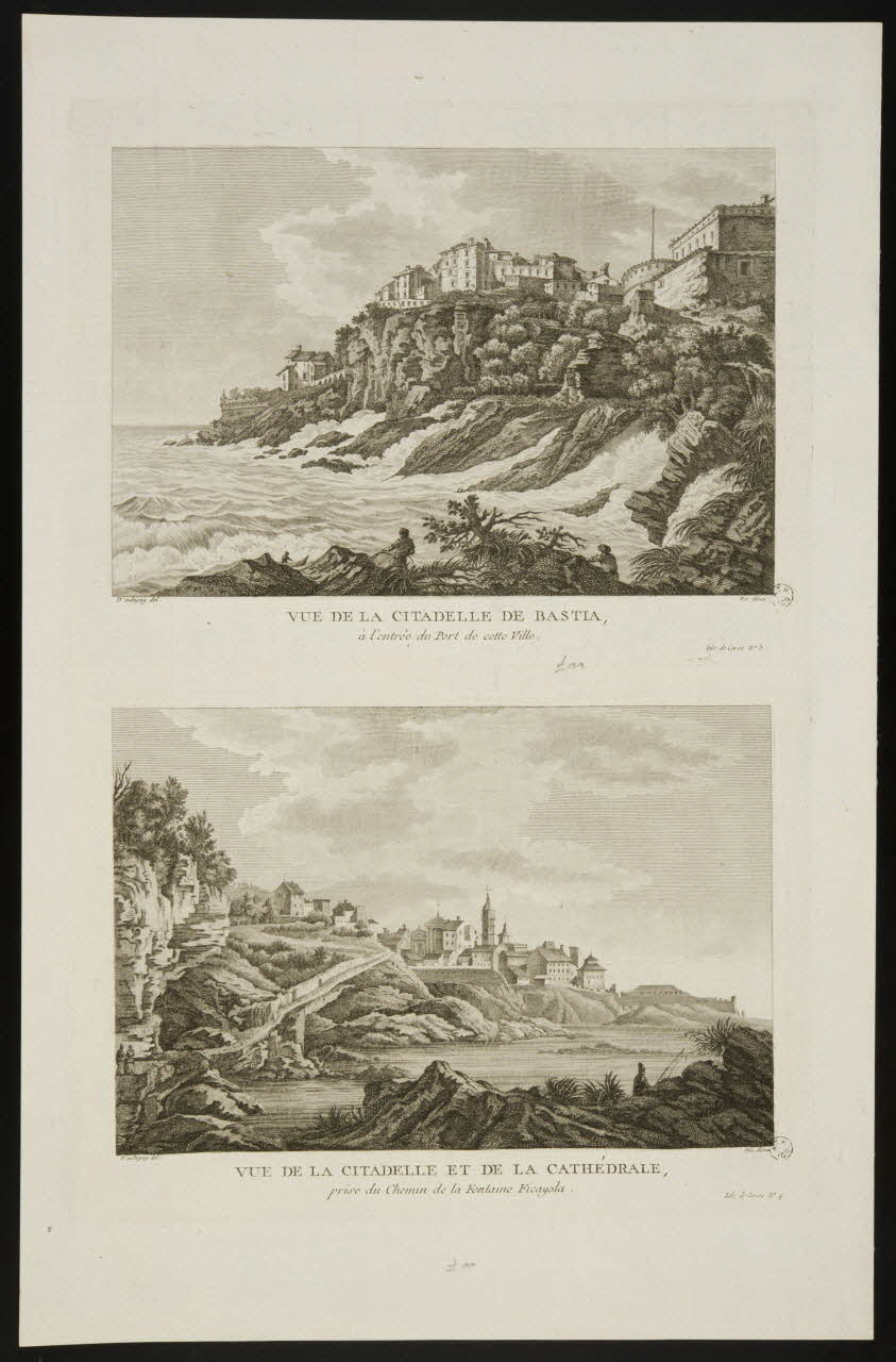 estampe VUE DE LA CITADELLE DE BASTIA  VUE DE LA CITADELLE ET DE LA CATHEDRALE 1959.114.32.1/2 Photo