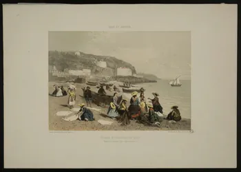 estampe NICE ET SAVOIE.  FEMMES ET PÊCHEURS DE NICE.  Plage des Ponchettes à Nice. (Alpes-maritimes.) 1959.115.15  Photo