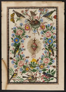 dessin Coeur, fleurs, oiseaux et insectes 1959.120.2 Photo