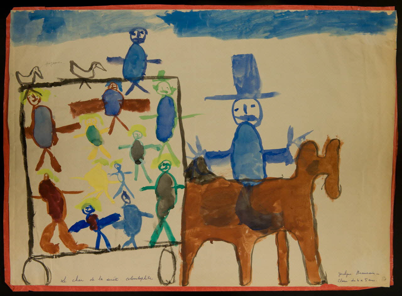 enfant dessin Le char de la société colombophile 1959 1959.126.7 Photo