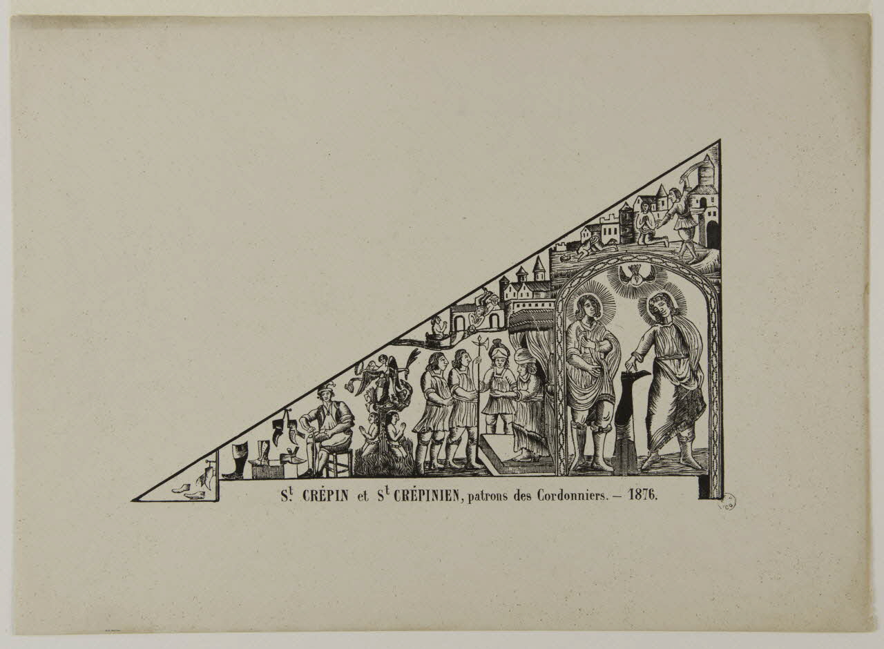 blason de corporation St. CREPIN et St CREPINIEN, patrons des Cordonniers. - 1876 1959.127.15 Photo