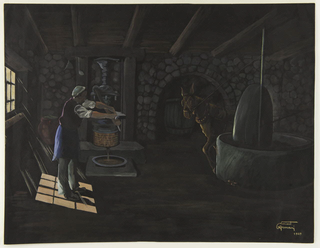 Vincent Armani dessin Scène de broyage en Corse 1959 1959.141.2 Photo