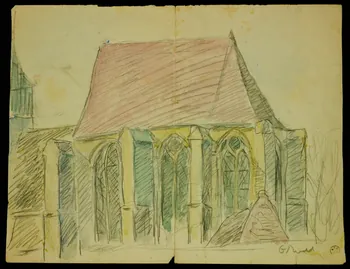 Georges Henri Rivière dessin Eglise St Médard de Vaux Le Frestoy-Vaux 1914 1959.143.12 Photo