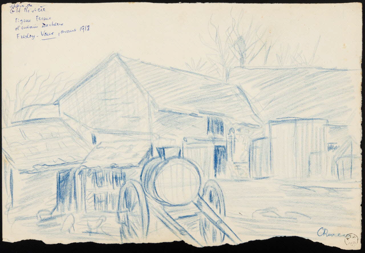 Georges Henri Rivière dessin double face Figure Ferme  d'Urbain Dacheux Le Frestoy-Vaux 1918 1959.143.8 Photo