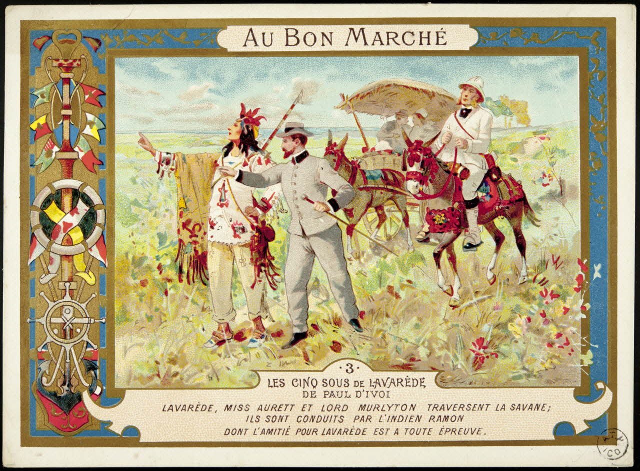 carte réclame 3.  LES CINQ SOUS DE LAVAREDE,  DE PAUL D'IVOI  LAVAREDE, MISS AURETT ET LORD MURLYRTON TRAVERSENT [...] EPREUVE. 1959.17.51 Photo