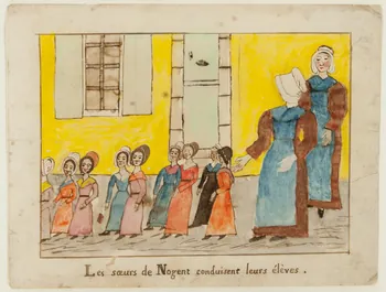 dessin Les soeurs de Nogent conduisent leurs élèves. 1959.28.21.10 Photo