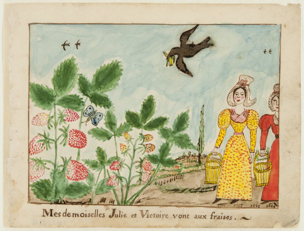 dessin Mesdemoiselles Julie et Victoire vont aux fraises 1959.28.21.18 Photo